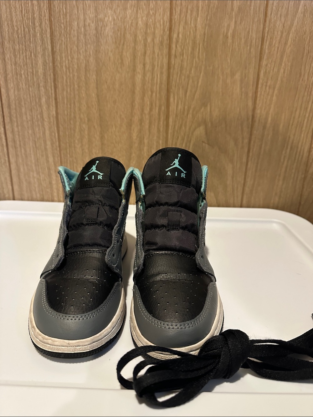 Jordan Kids' High-Top Sneakers in Black, Gray and Teal